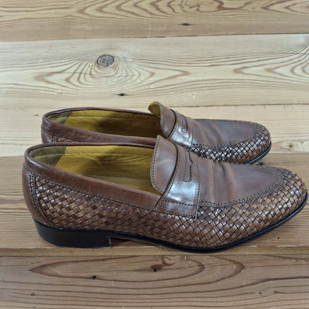 Johnstone & Murphy Woven Penny Loafers 15-0660 Mens 8.5